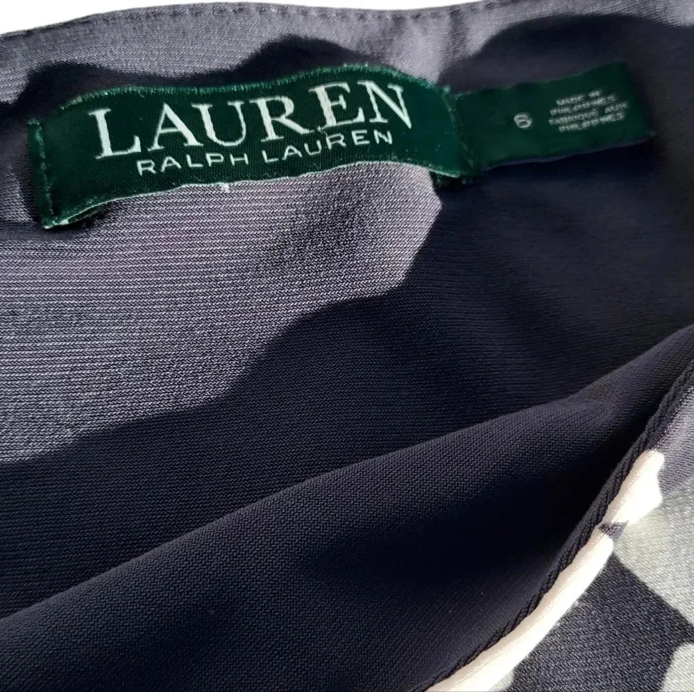 Lauren Ralph Lauren Gray and White Floral Ruched Womens Dress Size 6 - Picture 10 of 14